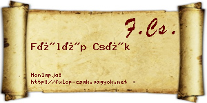 Fülöp Csák névjegykártya